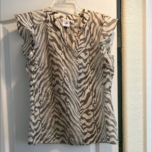 CAbi Black and White Ruffled Blouse